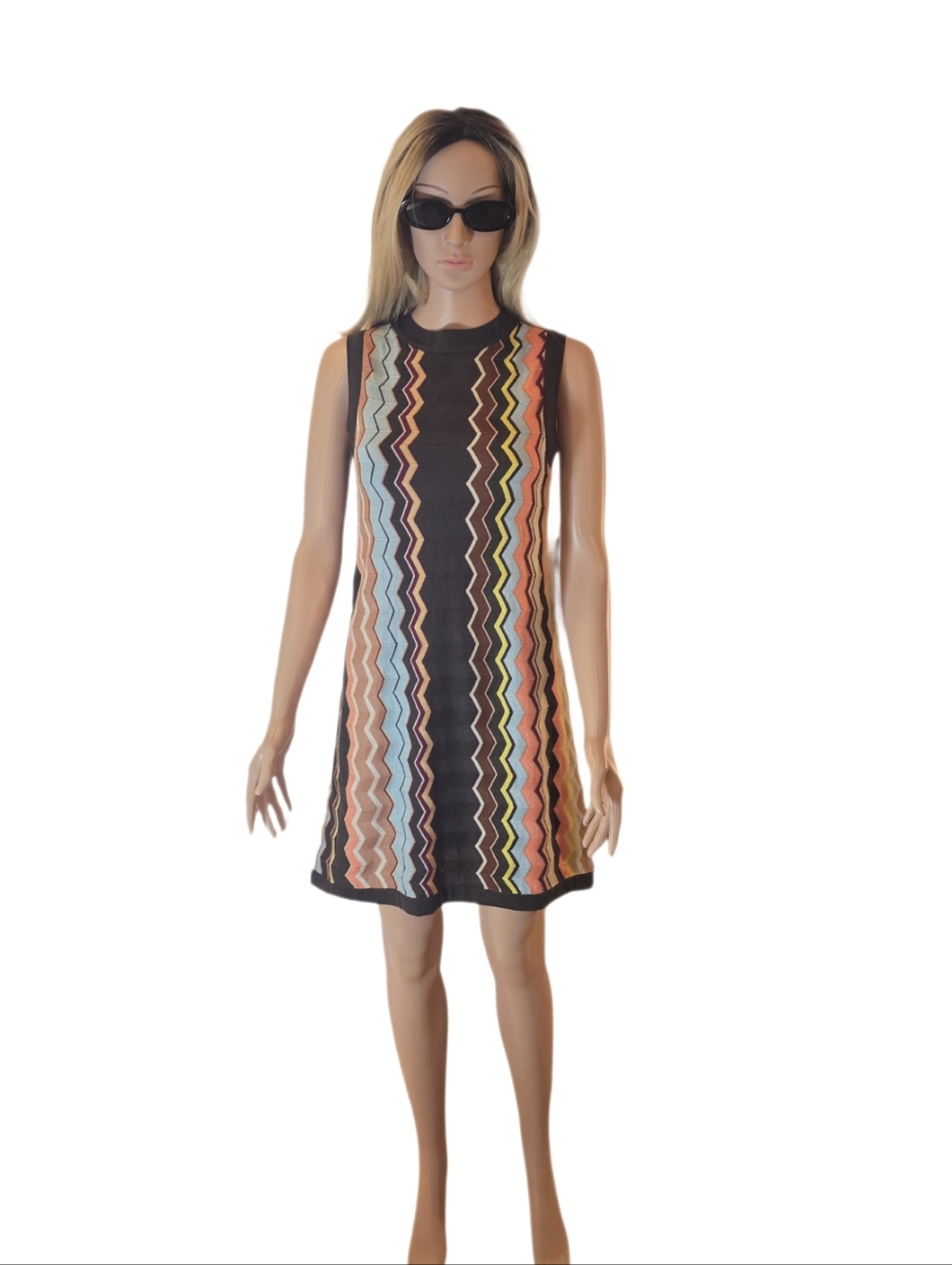 Missoni for Target Multicolor Zig Zag Sleeveless Knit Sweater Dress EUC
